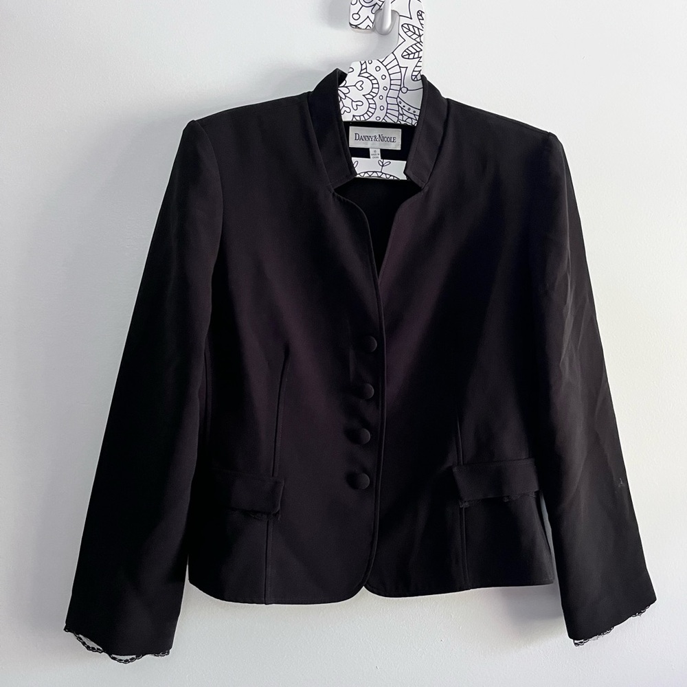 Danny and Nicole Black Button Up Blazer Size 10 Polyester